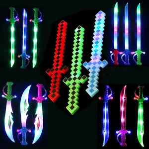 2023 Hot Selling Light Up Pixel Sword with Sound Flashing Toy Gift for Kids Light Saber Samurai Sword Toy