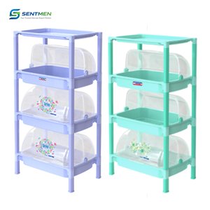 Duy Tan 3 Tier Plastic Dish <b>Drying</b> <b>Rack</b> With Cover Space Saving Kitchen Storage Organizer Shelf Cup Countertop Stand - Product Image 5