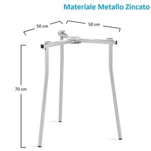 Trépied réglable pour paella en métal galvanisé 50x50x70 cm, support pour brûleurs, ustensiles de cuisine d'extérieur - Product Image 2