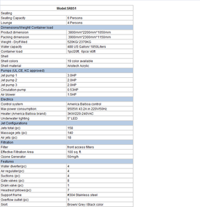 Sunrans 10人大型热水浴缸水上运动游泳水疗池室外游泳池巴尔博亚水疗控制系统 - Product Image 3