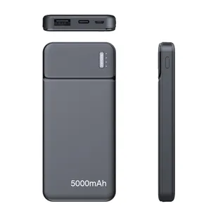 프로 모션 선물 사용 고품질 사용자 정의 로고 듀얼 USB 출력 슬림 휴대용 작은 전원 은행 5000mAh 휴대용 충전기