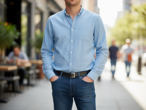 Cintura da uomo in metallo con fibbia a perno rivestita in metallo da 3,5 cm, stile casual - Product Image 2