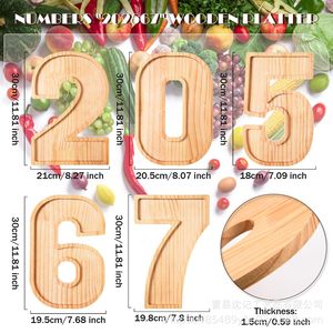 Wooden Digital <b>Tray</b> 2026 New Year Graduation Party Dessert <b>Snack</b> Fruit Cheese Serving <b>Tray</b> Home Use - Product Image 4