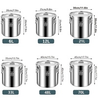 Conteneur de stockage d'huile liquide en acier inoxydable SS304 de 6L, 12L, 21L, 33L, bidon hermétique pour lait avec clips de verrouillage
