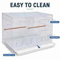 Cage à oiseaux double avec séparateur, en fil métallique robuste, cage d'élevage incluse, perchoirs en bois, boîte à fermeture à bouton pour perruches