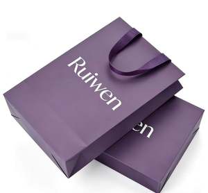 Sacs en papier kraft personnalisés de luxe pour magasins de détail, sacs cadeaux imprimés avec ruban, emballages pour bijoux, promotions, logo - Product Image 4