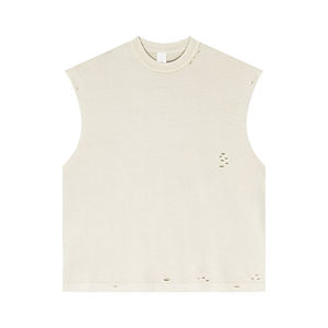 Verano 100% algodón Streetwear Tank Top 2025 desgastado Unisex sin mangas recorte - Product Image 1