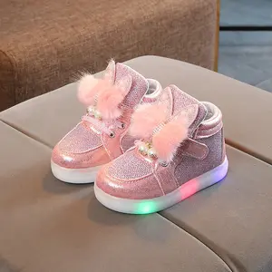 2022新年秋装led灯儿童夜光鞋女孩彩色钻石带灯鞋