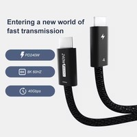 Cable de Datos Thunderbolt 4 Dual Tipo C, 40 Gbps, Cable USB C, Transferencia de Datos USB-C 8K HD, PD100w 5A 40 Gbps y Video 8K Thunderbolt 4