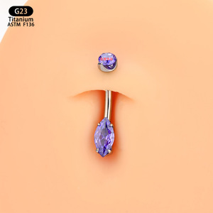 Piercing de nombril en titane F136 avec zircon en forme de goutte d'eau, bijoux de 4 mm, 20,3 mm, 20,7 mm, accessoire de mode pour soirée - Product Image 4