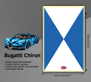 Vitrine murale en acrylique pour modèle de voiture <span class=keywords><strong>Bugatti</strong></span> <span class=keywords><strong>Chiron</strong></span> en blocs de construction 80x50cm, cadre miroir uniquement - Product Image 3