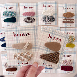 Barrette géométrique à carreaux en <span class=keywords><strong>tissu</strong></span> tricoté pour enfants, accessoire capillaire coréen à <span class=keywords><strong>pois</strong></span>, style parent-enfant, latéral - Product Image 3