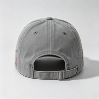 Topi Baseball Wanita Kasual Model Lengkung Warna Abu-abu Bordir Bunga Warna-warni Katun Vintage Cuci Kering, Ukuran Dapat Disesuaikan, Suplai Grosir