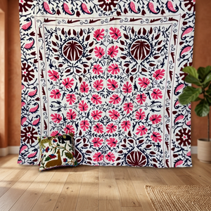 Ensemble de literie de luxe, couette, drap de lit king size, draps de lit, motif floral coloré, couverture brodée Suzani, couverture matelassée - Product Image 4
