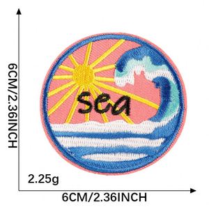 Nouveau patch thermocollant brodé Soleil, Vague marine, Feu, Avertissement de batterie électrique pour la décoration de vêtements et de sacs à dos - Product Image 6