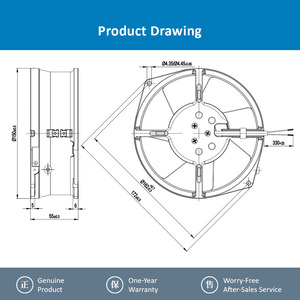 ebmpapst W2S130-AA03-97 130mm 230V <b>AC</b> 45/39W 0.31/0.25A 2800/3250RPM Ball Bearing All Metal Axial Cooling <b>Fan</b> Electric OEM ODM - Product Image 4