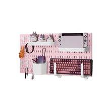 Panneau perforé rose sans perçage, organisateur mural décoratif pour dortoir, pour casques, bijoux, figurines de blind box, panneau d'affichage suspendu