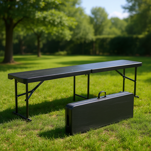 Banco Plegable Portátil de Plástico de 6 Pies, para Exteriores, Patio, Camping, Jardín, con Marco de Metal Negro, Diseño Moderno, Capacidad para 4 Personas - Product Image 2