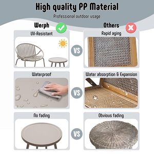Dwoo Outdoor Garden <strong>Grey</strong> Waterproof Durable Furniture <strong>Set</strong> <strong>Bistro</strong> Table Chairs Terrace Conversation <strong>Set</strong> - Product Image 2