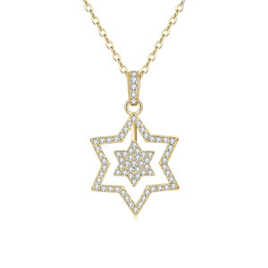 Hollow Design Multi Layer Star Micro Insert Zircon Pendant Necklace <b>Copper</b> 14K Gold Filled Trendy Link <b>Chain</b> Men's Unisex - Product Image 1