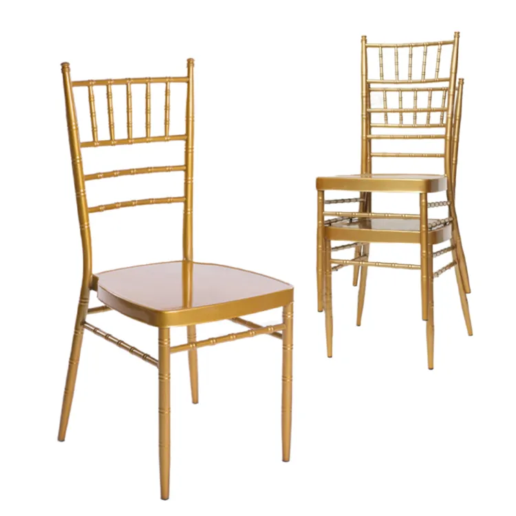 Hot Sale Cheap Weeding Events Wholesale Luxury Stackable Gold Iron Metal Chivari Hotel Chairs