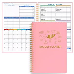 Carnet de planification budgétaire rose à spirale pour papeterie de bureau personnalisée, 50 feuilles, pour enregistrements financiers et commandes de cadeaux en gros - Product Image 2