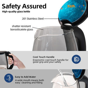SUNTON customizable popular home appliance hotel room <b>glass</b> 1.8L 1500W hot water <b>electric</b> <b>kettle</b> - Product Image 3
