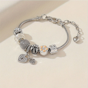 Panjia-Bracelet en cuivre vintage, perles croisées, couronne perlée, goutte d'huile, serrure de coeur, <span class=keywords><strong>diamant</strong></span> collant - Product Image 4