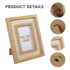 Marco de fotos de ratán de madera rústica clásica de vidrio de alta definición para mesa y pantalla de montaje en pared - Product Image 5