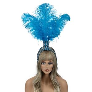 Pièces de cheveux personnalisées en plumes d'autruche pour fêtes à thème, enterrement de vie de jeune fille, mariages et festivals – Bijoux de cheveux élégants avec strass - Product Image 1