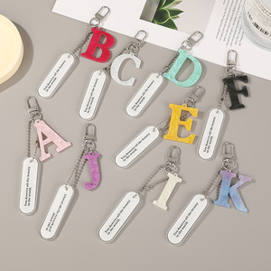 Simple 26 Color English Alphabet Keychain Pendant Ins Acrylic Car <strong>Bag</strong> Hanging Accessories Protective Cover for Headset Hanging - Product Image 1
