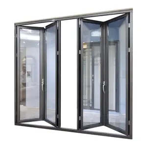 Most Popular Thermal Break Sound Proof Double Glazed Heavy Duty Accordion Bi Folding Door For Patio