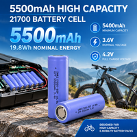 Batterie lithium-ion haute capacité INR21700S-55P 5500mAh 3.6V 21700, décharge continue 40A pour pack de batterie de vélo électrique