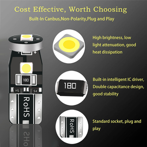 Yhkoms 15W T10 W5W Canbus Ổ Cắm Độ Sáng Cao Tự Động <span class=keywords><strong>LED</strong></span> Bóng Đèn Lỗi Miễn Phí Xe Bóng Đèn Đọc Sách Ánh Sáng <span class=keywords><strong>LED</strong></span> Đèn Pha 501 168 194 - Product Image 5