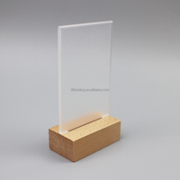 Support de signalisation pour restaurant, cadre en bois, base transparente, support de signalisation en acrylique double face, menu de table, support de signalisation personnalisé, support de signalisation d'avertissement