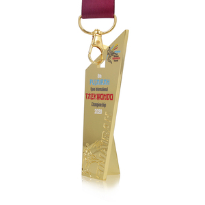Plaques en laiton à ruban court, vente directe d'usine, médaillon personnalisé, Taekwondo - Product Image 3