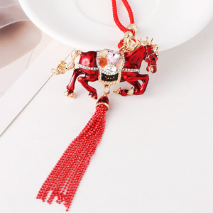 Llavero de Caballo Rojo de Año Nuevo <span class=keywords><strong>2026</strong></span> con Borla, Cristales Brillantes y Aleación de Zinc China, Regalo de la Suerte - Product Image 4