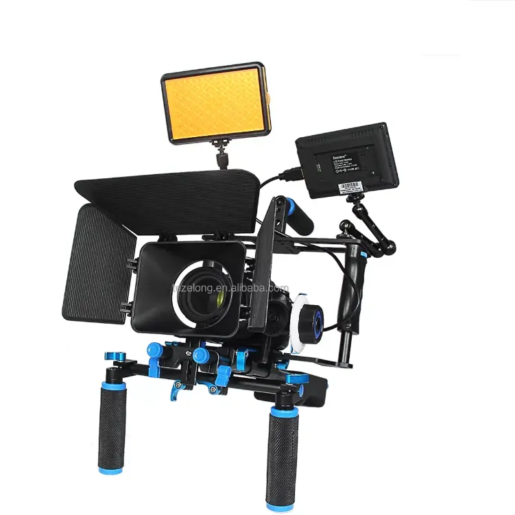 Satış kamera kafesi omuz montaj kiti DSLR Rig film seti fotoğraf stüdyosu aksesuarları kamera sabitleyici fit kafes mat kutu odak D221