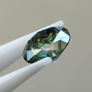 Piedras Sueltas de Moissanita Sintética (Creada en Laboratorio) Naturalmente Verdes, Claridad VVS1, Corte Redondo Excelente 3, para Joyería, con Certificado CAL - Product Image 3