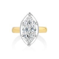 Bague en or jaune 14 carats style géorgien avec pierre de laboratoire en forme de goutte et marquise de 2 carats, collection héritage, qualité d'investissement, chef-d'œuvre de joaillerie haut de gamme