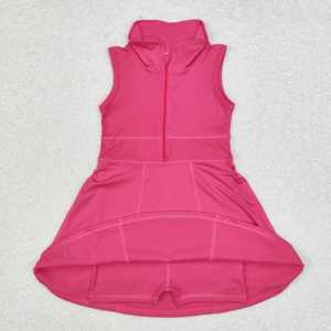 Robe athlétique rose clair de haute qualité pour filles tout-petits Style décontracté d'été avec fermeture éclair prêt à expédier en gros - Product Image 3