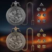 Montre de poche rétro en métal God Evil Dragon, boîte à dés, mini jeu de dés polyédriques DND pour les amateurs de RPG