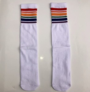 女孩男孩足球条纹棉运动批发学校白袜滑冰儿童婴儿 - Product Image 4