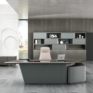 Bureau de direction de luxe moderne Mobilier de bureau pour PDG en forme de L réglable en hauteur Fonction extensible pour le patron du bureau du directeur - Product Image 1