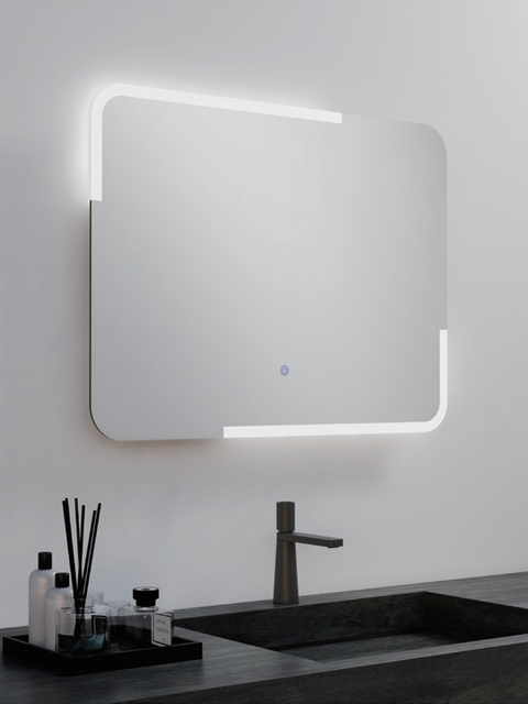 OEM Modern LED Bathroom Mirror Defogging Rectangle Intelligent Touch Dimming Backlit Mirror Frameless Bath Mirror