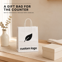 Sac fourre-tout en papier kraft recyclable personnalisé avec poignées en corde de coton, logo et couleur personnalisables pour l'emballage alimentaire