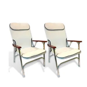 하문 햇빛 해양 하드웨어 공급 요트 화이트 패딩 알루미늄 갑판 의자 접이식 비치 의자