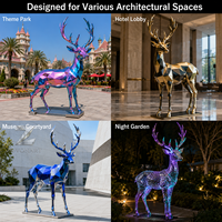 Sculpture de cerf sur mesure en acier inoxydable, taille réelle, artisanat métallique électroplaqué, grande décoration pour jardin, place publique, hôtel, directement de l'usine