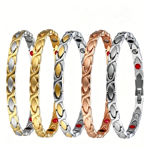 Bracelet magnétique en acier inoxydable PFT, tendance et simple, pour femmes, avec ions négatifs - Product Image 1