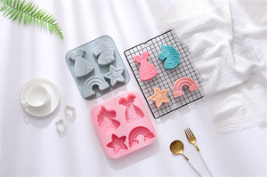 4-Cavity Star Rainbow Nonstick Silicone <b>Cake</b> <b>Molds</b> Food-Grade Reusable Cute Silicone Magnetic Chocolate, Candy & Ice DIY <b>Mold</b> - Product Image 4